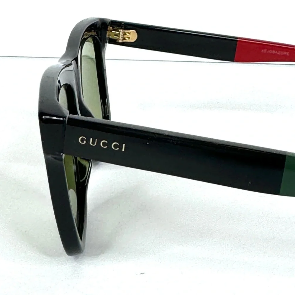 GUCCI Square Sunglasses NEW Black Red Green GG0158S 004 54 Made In Italy